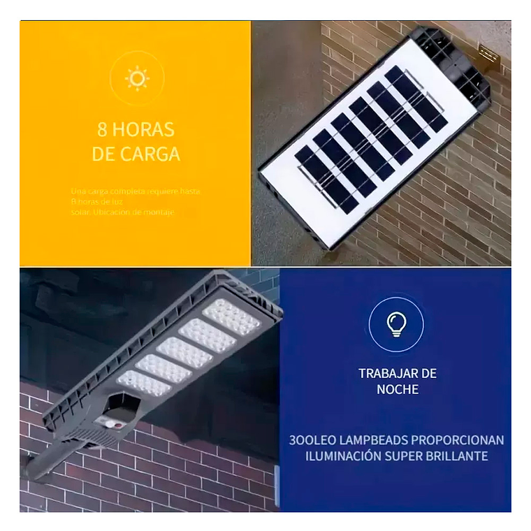Foco Led Luminaria Solar Sensor de Movimiento Control 300W 6