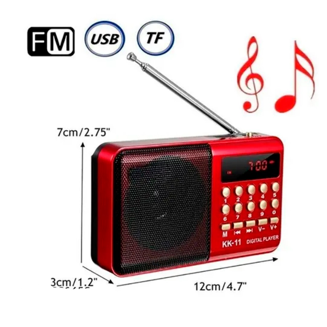 Radio Portátil Recargable Usb Bluetooth Jac Emergencia Rojo 5