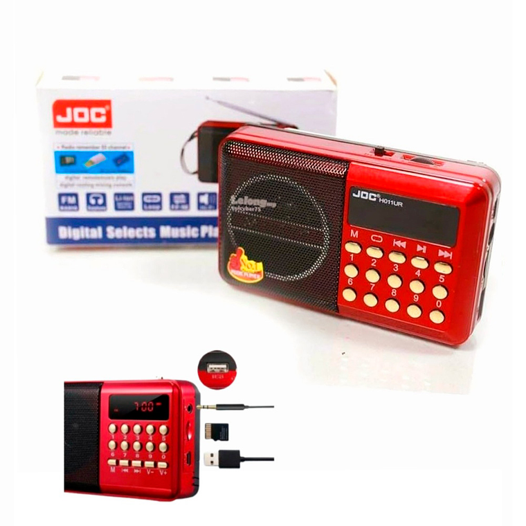 Radio Portátil Recargable Usb Bluetooth Jac Emergencia Rojo 9