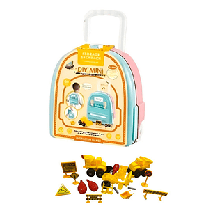 Mini Maleta Mochila Camiones Armables Niños Juguete Agua