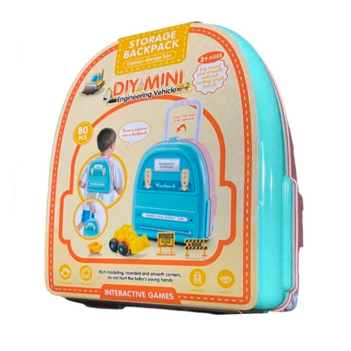 Mini Maleta Mochila Camiones Armables Niños Juguete Agua 7