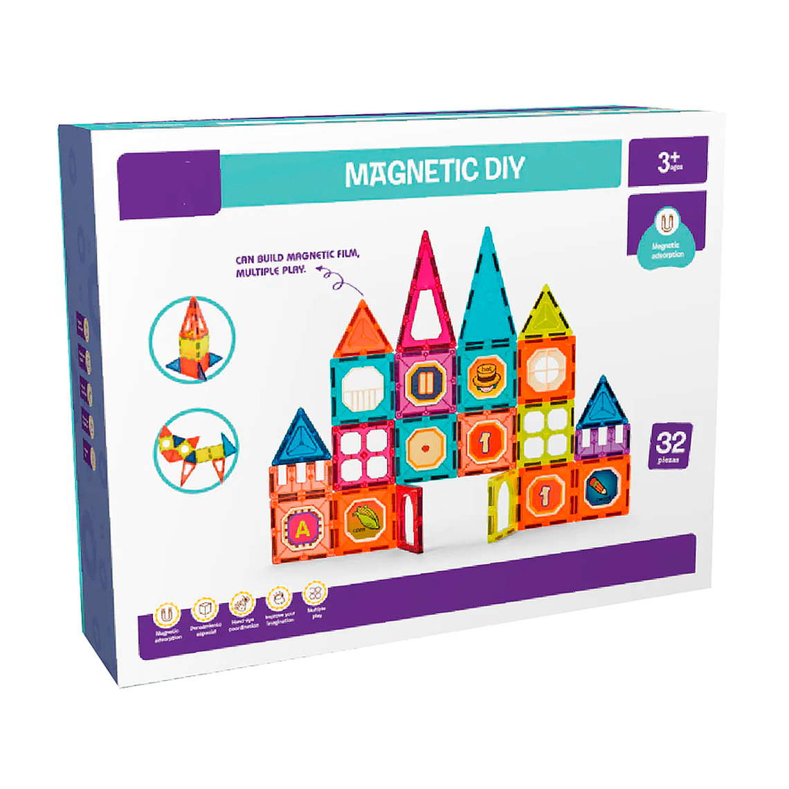 Lego Magnético 3d Bloques Construcción Didáctico Niños 32 Geometría 1