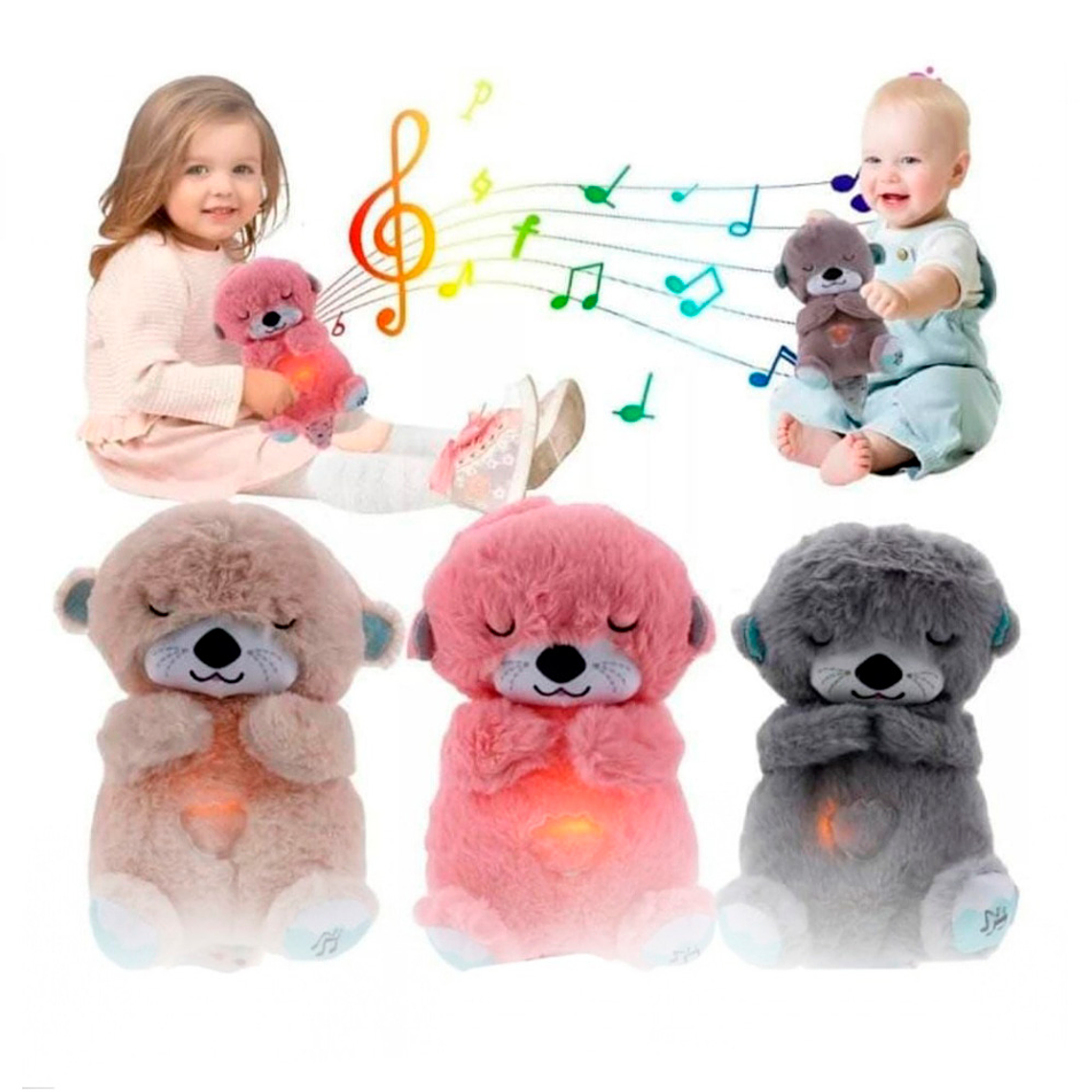 Peluche De Apego Respira Musical Luz Tuto - Marrón 4