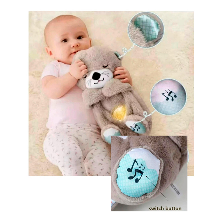 Peluche De Apego Respira Musical Luz Tuto - Marrón 5