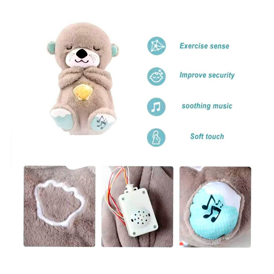 Peluche De Apego Respira Musical Luz Tuto - Marrón 8