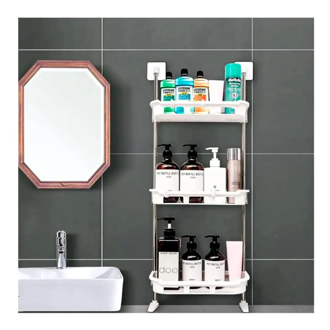 Soporte Organizador Baño Secador Shampoo Skin Care 4