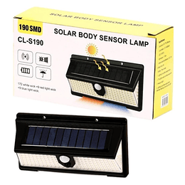 Foco Aplique Solar 172 LED + 18 LED SOS / Para Pared Exterior Jardín o Patio
