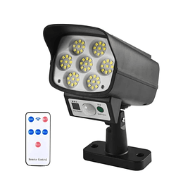 Lampara Foco Solar LED Tipo Cámara Seguridad + Control remoto