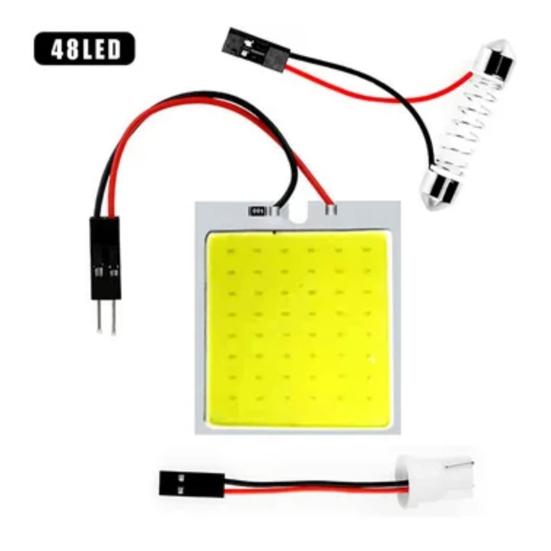 COB 48 LED Panel Luz Interior Coche con Adaptador Blanco (Juego de