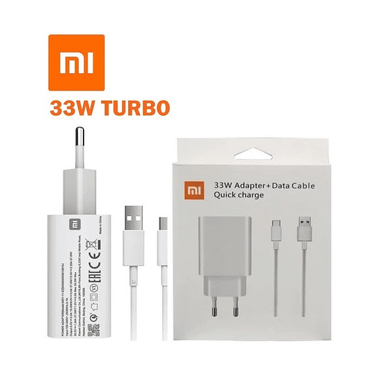 Cargador Xiaomi Carga Rápida Turbo 33W Cable Tipo-C Redmi Note 9 pro