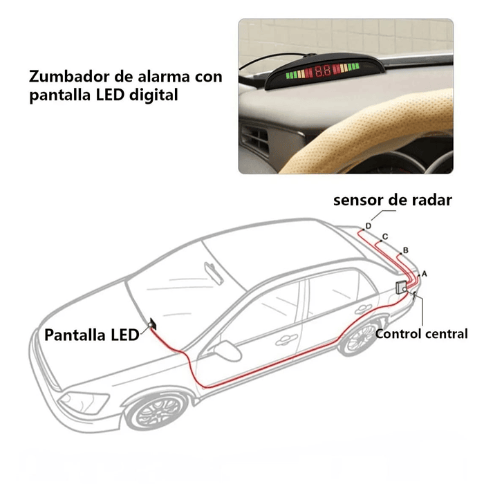 Sensor de Retroceso para Auto con Display / Kit Completo 5