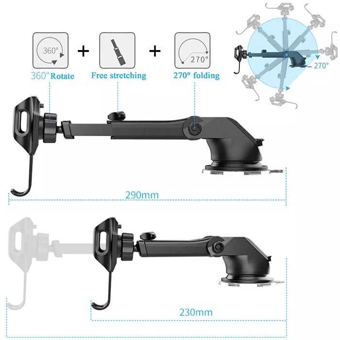 Soporte para celular porta Teléfono / Brazo largo de succión 360° 4