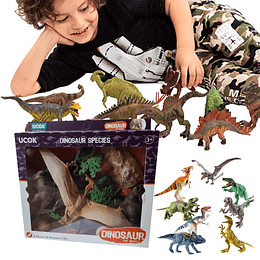 Pack 12 Dinosaurios Colosal Con Decoración World Jurassic