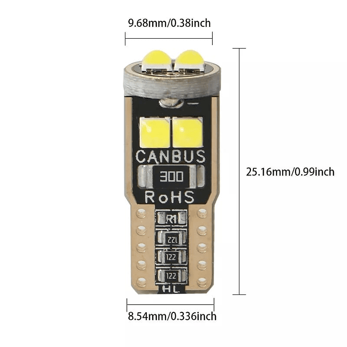 Kit Ampolletas LED CSP Cola De Pescado T10 Libre de Error Canbus 5w 3