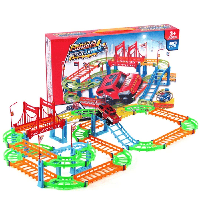 Pista Mágica Flexible Track Car Noctilucent Con Puente y Auto 85pcs 3