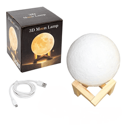 Lámpara Luna Escritorio 3D + USB Recargable 16cm