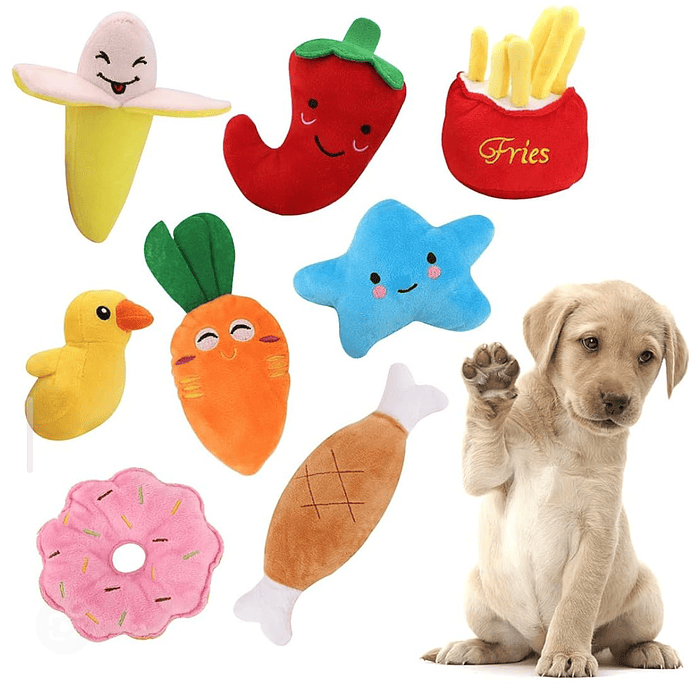 Kit De 5 Peluches Para Tu Mascotas De Frutas Y Verduras 1