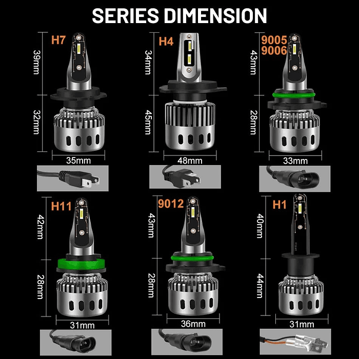 Mini Turbo LED CSP H7 H4 H11 9005 9006 880 881 80w - 12000Lm 3