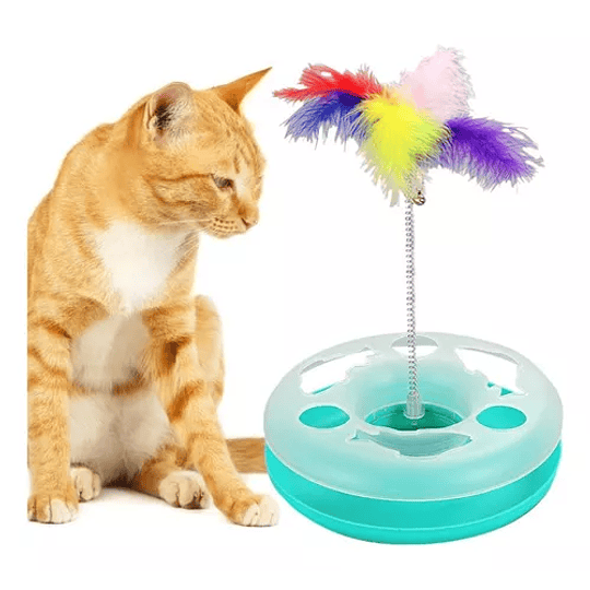Juguete Para Gatos Circulo Didáctico Con Pelota Y Plumas