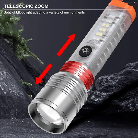Foco Linterna LED CREE Largo Alcance 600 Metros USB + Baliza