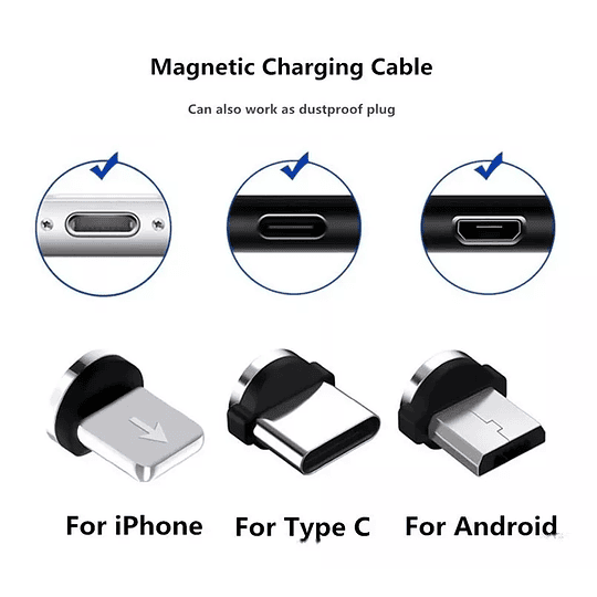 Cable Magnético Usb 3 En 1 Premium 1 M Para Apple O Android