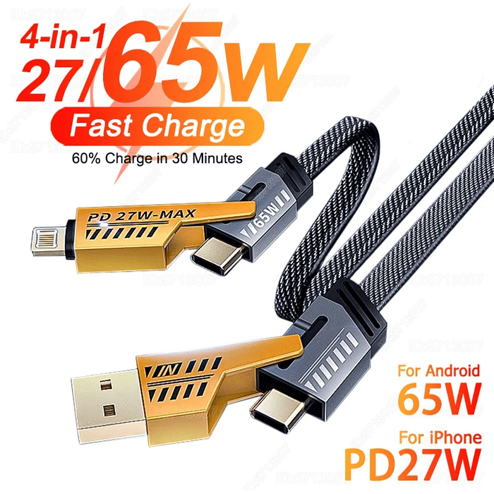 Cable USB C A USB C 4-en-1 + iPhone 27w Carga 67w Max Datos 1