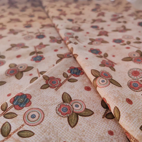 Tecido Flores Aplicadas