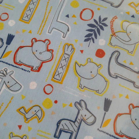 Tecido Animais Azul (Plastificado)