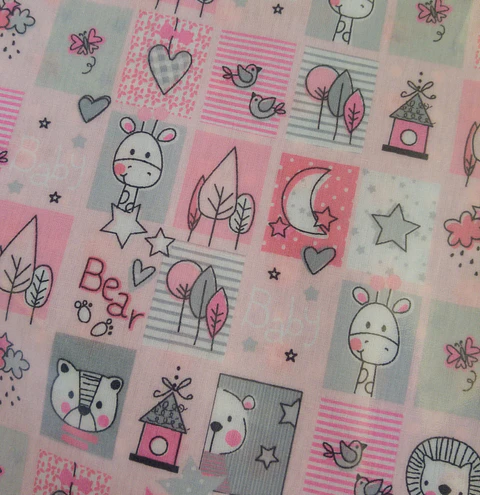 Tecido Animais Rosa (Plastificado)