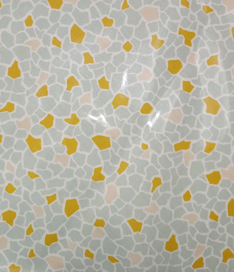 Tecido Azul Água e Amarelo (Plastificado)