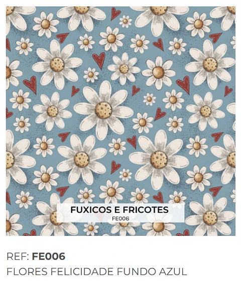 Tecido Flores Azul