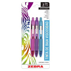 Bolígrafo plástico Mini Z-Grip Surtido Fashion Blister 3 Piezas -Zebra