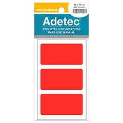 Etiqueta Manual Adetec - Rectangular Rojo Flúor 35x70 Mm