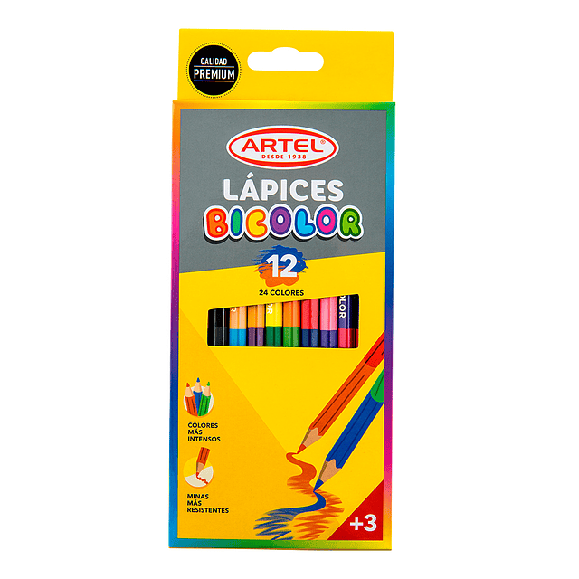 Estuche 12 lápices bicolores 