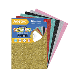 Goma Eva- Autoadhesiva Glitter Tamaño A4