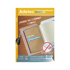 FORRO AUTOADHESIVO PARA CUADERNOS ADETEC - TRANSPARENTE 50x37,5 CM