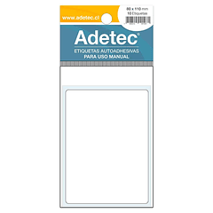 ETIQUETA MANUAL ADETEC - RECTANGULAR BLANCA 80x100 MM