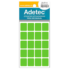 ETIQUETA MANUAL ADETEC - RECTANGULAR VERDE FLUOR 19x23 MM