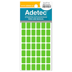 ETIQUETA MANUAL ADETEC - RECTANGULAR VERDE FLUOR 11x17 MM