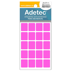 ETIQUETA MANUAL ADETEC - RECTANGULAR ROSADO FLUOR 19x23 MM