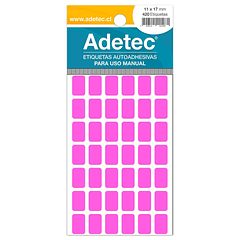 ETIQUETA MANUAL ADETEC - RECTANGULAR ROSADO FLUOR 11x17 MM