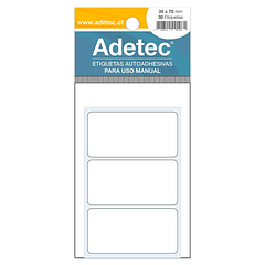 ETIQUETA MANUAL ADETEC - RECTANGULAR BLANCA 35x70 MM