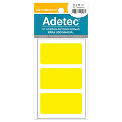 ETIQUETA MANUAL ADETEC - RECTANGULAR AMARILLO FLUOR 35x70 MM