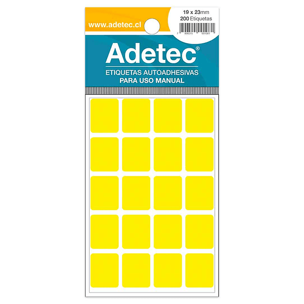 ETIQUETA MANUAL ADETEC - RECTANGULAR AMARILLO FLUOR 19x23 MM