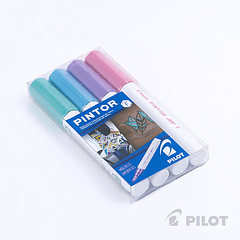 Set Pintor Fino 4 Rosado Metalizado, Violeta Metalizado, Azu