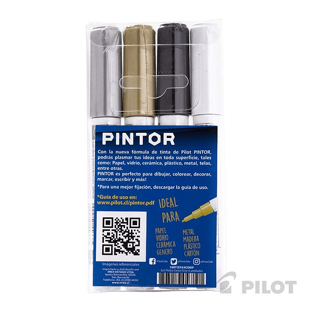 Set Pintor Extra Fino 4  Blanco, Negro, Dorado, Plat 2