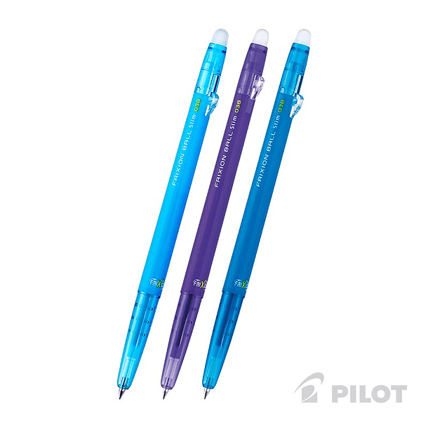 Lápiz Gel FRIXION SLIM 0.38 3u (12) LB+V+SKL PILOT 2