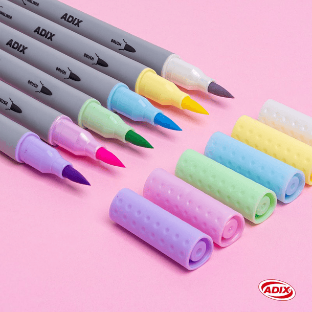 Brush Pen/Fineliner 6 Colores (040) ADIX 2