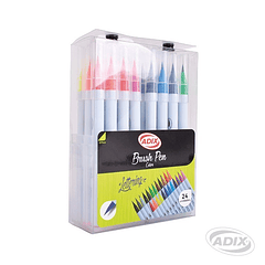 Brush Pen Caja c/Broche 24 Colores (009) ADIX