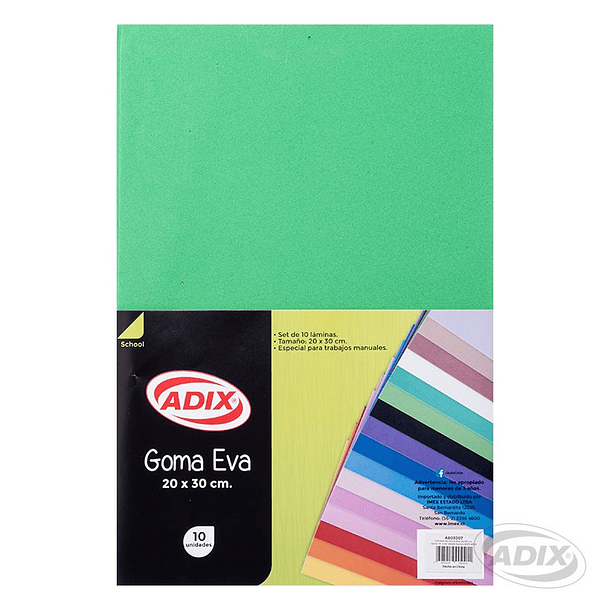 Goma Eva 20x30cm 10u Verde Oscuro (007) ADIX 1